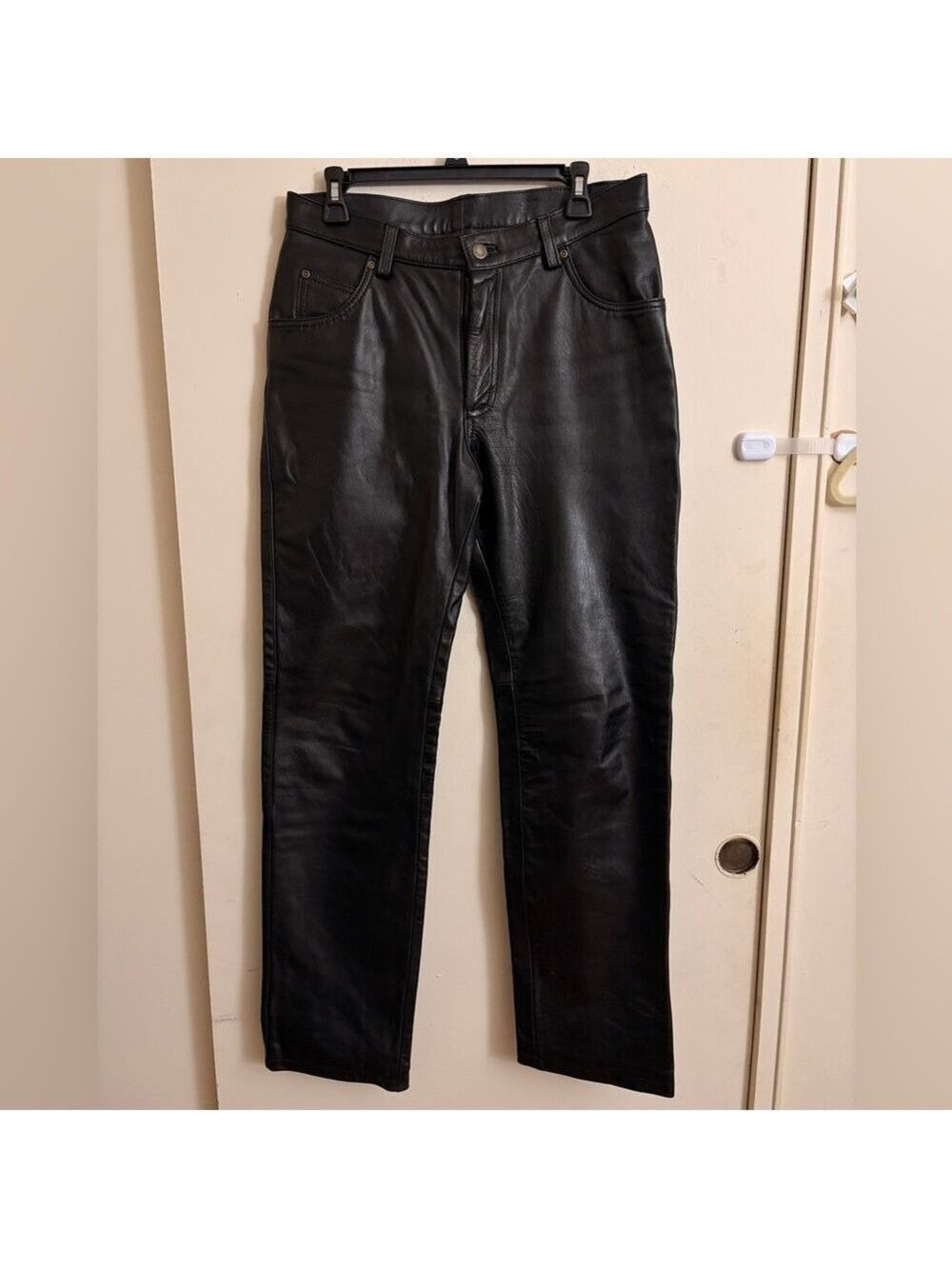 Vintage Ambition 100% Leather Black Straight-Leg Pants Size 32
